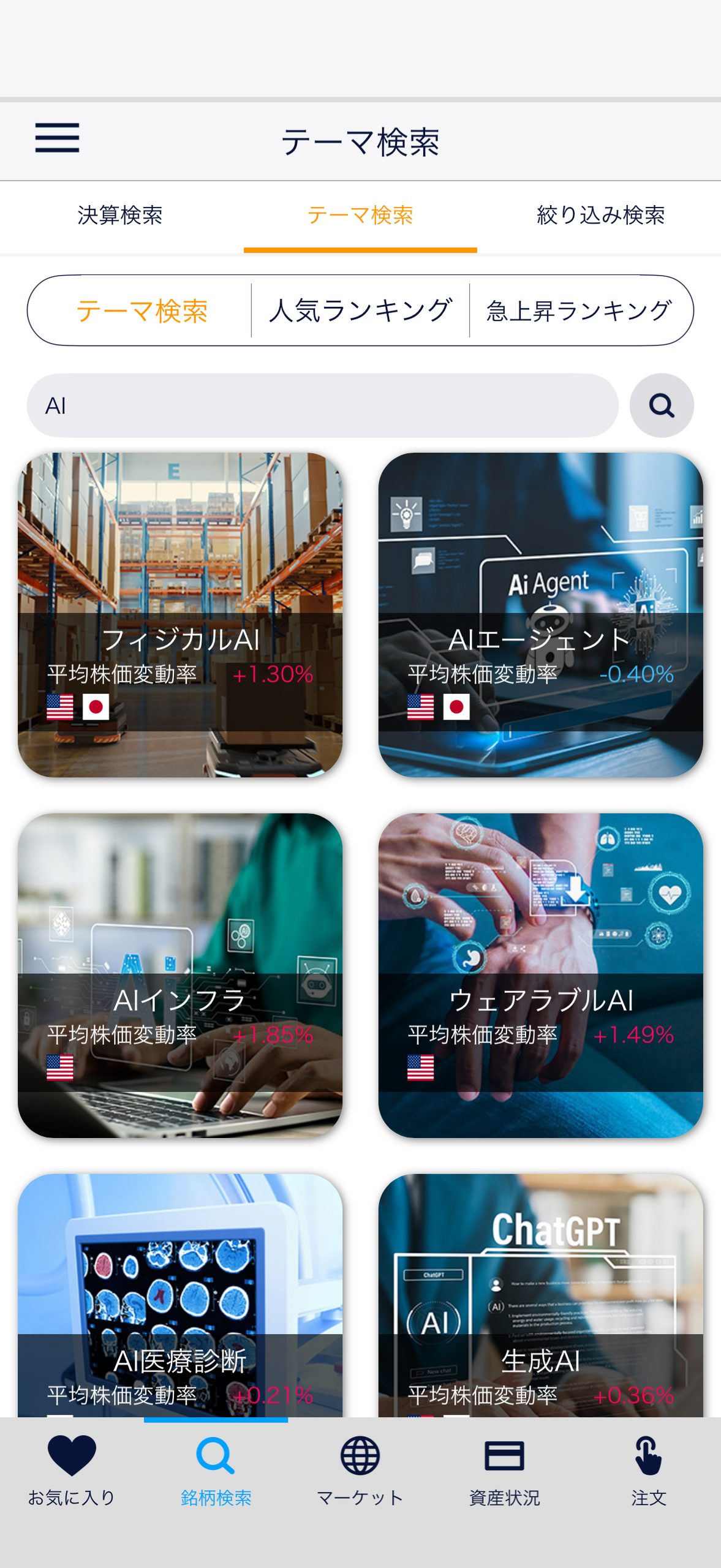 【スマホで簡単】AI関連株の買い方・売り方｜DMM株で始める株投資【始め方】【おすすめ】 #株 #投資 #お金 #NISA #ニーサテーマ検索からAI関連株を選択します